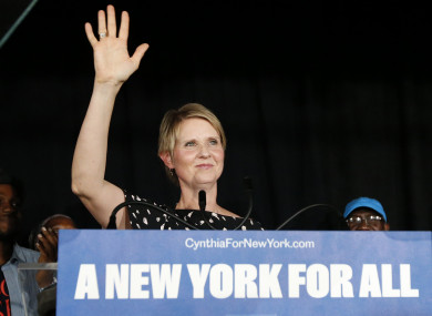 Gubernatorial candidate Cynthia Nixon delivers her concession speech.