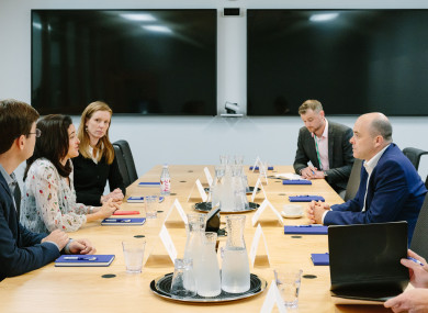 Minister Denis Naughten meeting Facebook's Sheryl Sandberg in California.