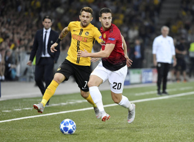 Dalot in action against Young Boys winger Miralem Sulejmani.