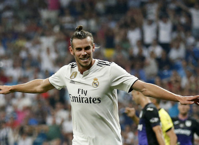 Gareth Bale celebrates a goal.