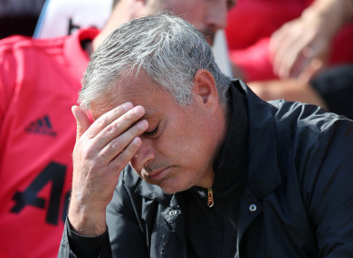 Jose Mourinho during Manchester United's defeat to West Ham.