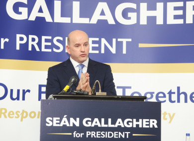 Seán Gallagher pictured at the launch of his campaign in the Shelbourne Hotel