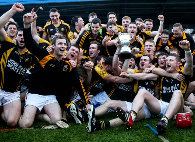 Ballyea players celebrating in 2016 as they won their first county senior hurling title.