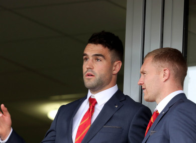 Murray and Keith Earls watching Munster's win over Gloucester last weekend.