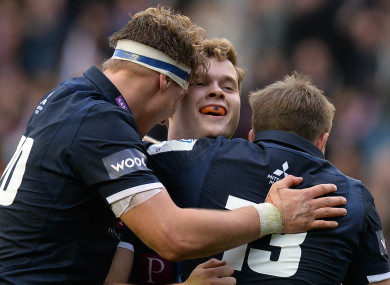 Edinburgh celebrate Chris Dean's try