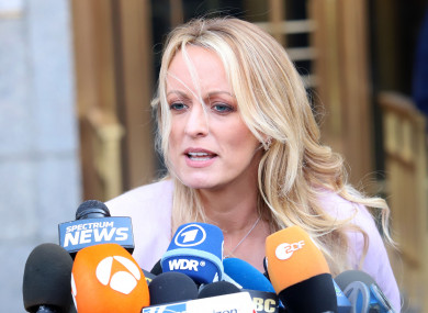 Stormy Daniels outside a court in New York.