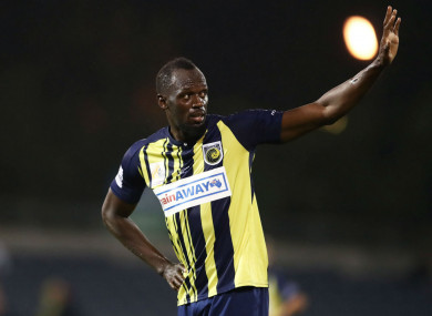 Central Coast Mariners trialist Usain Bolt.