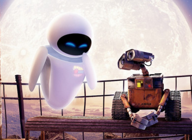 Well known robotic workmates Wall-E and Eve.