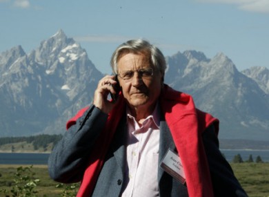 Jean-Claude Trichet on the veranda of the Jackson Lake Lodge, during the annual Federal Reserve conference