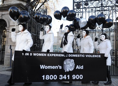 Women's Aid volunteers pictured at Leinster House yesterday.