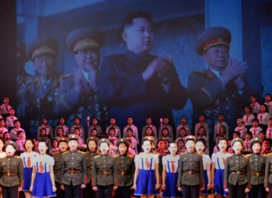 An image of Kim Jong Un, son of Kim Jong Il, is projected on a screen during celebrations for the elder Kim's 69th birthday on 14 February.