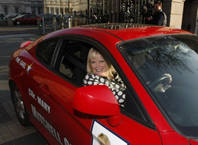 New Fine Gael TD Mary Mitchell O'Connor leaves in her car after driving across the plinth in Leinster House this afternoon.