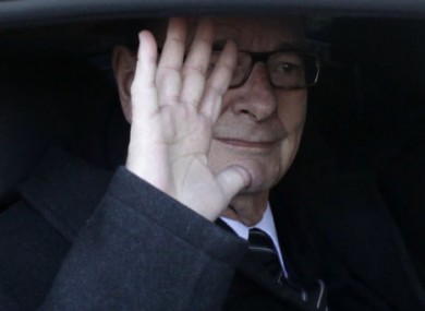 Former French President Jacques Chirac leaving his office in Paris yesterday.
