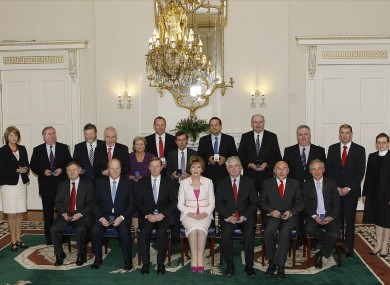 The new ministers at Áras an Uachtarain yesterday