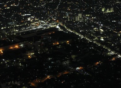 The Tokyo district of Shizuoka last night, when a scheduled power outage was underway. The area has been hit by an inland aftershock this afternoon.