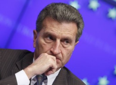 EU Energy Commissioner Guenther Oettinger at a media conference today in Brussels.