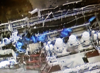 This photo, newly released by the Tokyo Electric Power Company, shows the damage caused to the plant immediately following the tsunami of 13 days ago.