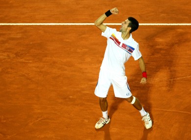 Serbia's Novak Djokovic celebrates winning the Final of the Rome Masters.