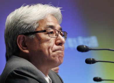 Sony Corp's chief financial officer Masaru Kato at a press conference in Tokyo yesterday.
