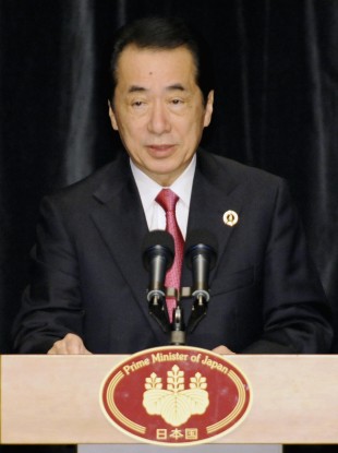 Naoto Kan, prime minister of Japan, addresses reporters at the weekend's G8 summit. Kan faces a motion of no confidence in his leadership this week.