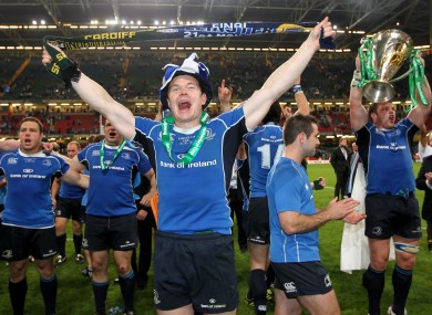 Brian O'Driscoll celebrates Leinster's Heineken Cup Victory