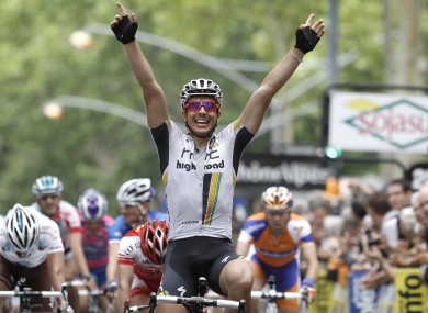John Degenkolb celebrates his victory in Tuesday's stage of the Critérium du Dauphiné (file photo).