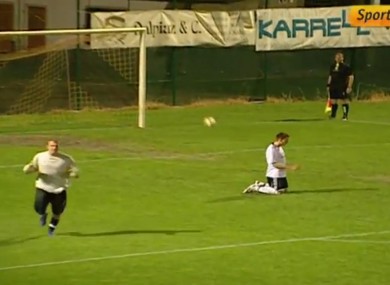 Turnaround! The ball heads goalwards.