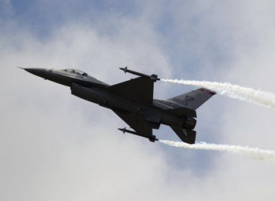 An F-16 jet similar to those which escorted two US commercial flights last weekend.