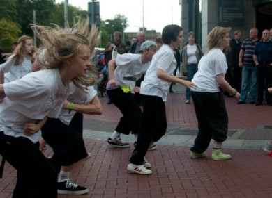 Volunteers from Pieta House - a centre for suicide prevention - hold a flashmob on Grafton Street to highlight World Suicide Awareness Day.