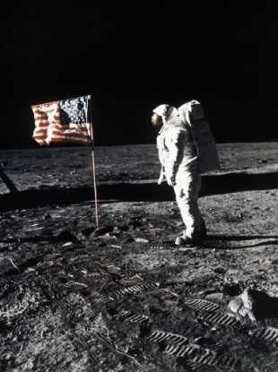 Astronaut Edwin 'Buzz' Aldrin during the Apollo 11 mission to the moon on July 20, 1969.
