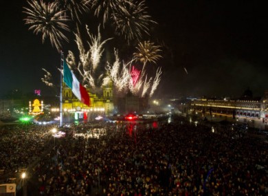 People gather for Independence Day celebrations in Mexico City.