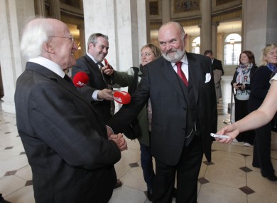 Higgins and Norris outside Dublin City Hall last month.