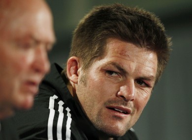 Richie McCaw and Graham Henry in press conference mode.