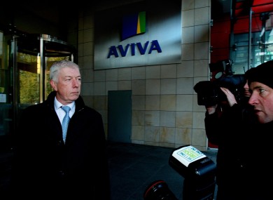 UNITE's Brian Gallagher outside Aviva's offices in Dublin after the 950 jobs cuts were announced this morning.