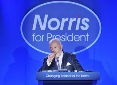 David Norris listens to a question at the official launch of his campaign this morning.