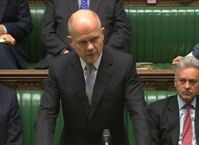 Foreign Secretary William Hague gives a statement to the House Commons following the attack on the British Embassy in Tehran, Iran.