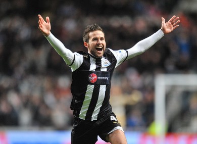 Newcastle United's Yohan Cabaye celebrates scoring his side's second goal of the game.