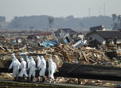 Japanese police officers during the search and recovery operation after the earthquake and tsunami in Japan last March
