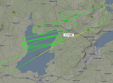 A log from FlightRadar24.com shows the path of the Thomas Cook Airlines plane as it circled Belfast.
