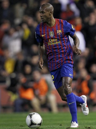 Abidal playing for Barca last month.