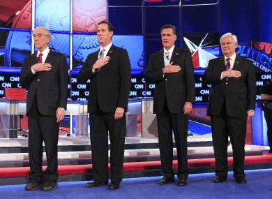 The four Republican candidates - Ron Paul, Rick Santorum, Mitt Romney and Newt Gingrich - will be seeking the support of some 410 delegates in today's 'Super Tuesday' primaries.