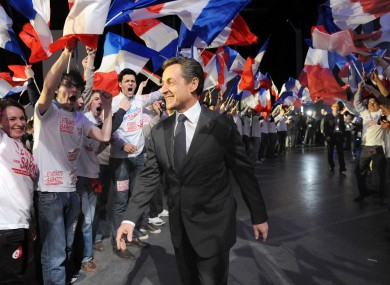 Sarkozy at a meeting in Bordeaux at the weekend