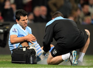 Sergio Aguero: we're guessing this isn't the injury that Mancini is referring to.