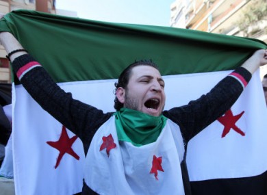 Anti-Syrian regime protesters in Beirut, Lebanon on Friday.