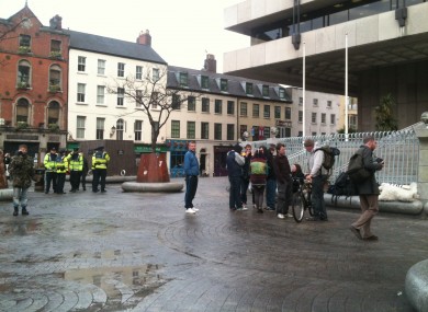 The plaza at Central Bank this morning.