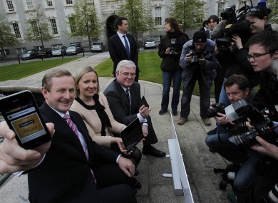 Taoiseach Enda Kenny, Minister for European Affairs Lucina Creighton and Tanaiste Eamon Gilmore launch the Stability Treaty online public information campaign last week at Government buildings.