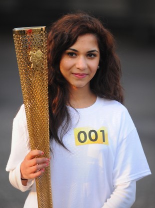 Torchbearer Jasmine Vanmali before starting the 2012 Olympic Torch Relay dress rehearsal.