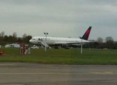 The Delta Airlines Boeing 767-300 on the tarmac in Dublin, after making an emergency landing.
