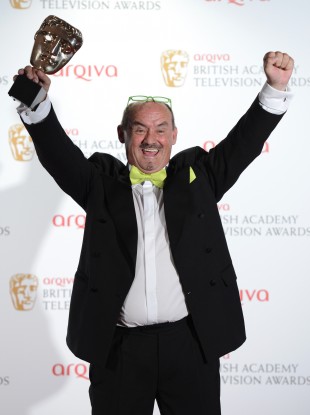 Brendan O'Carroll celebrating last night