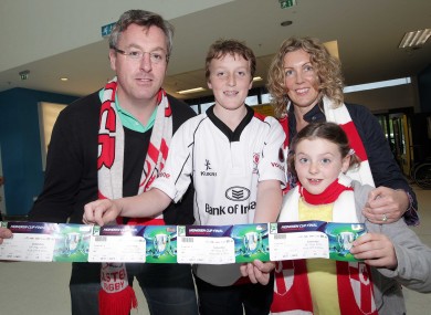 Ulster fans Stephen Deyermond with his son Bruce( 13), wife Suzanne and daughter Martha (7) from Ballyclare.
